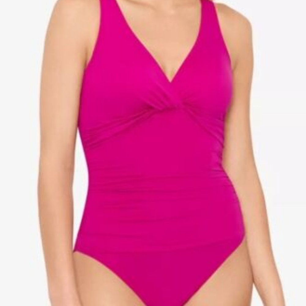 NWT! Ralph Lauren Plumeria Underwire Twist Slimming One Piece Swimsuit NEW! B1